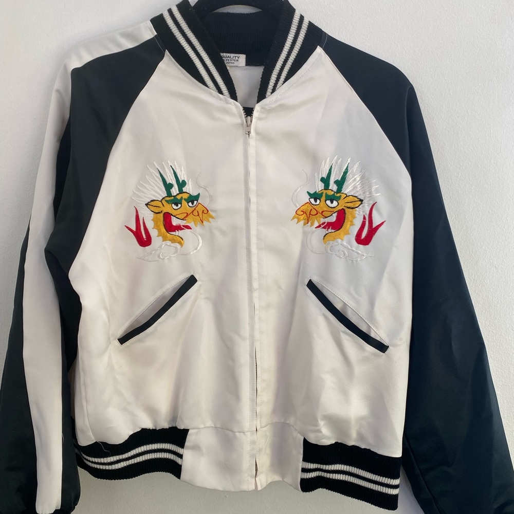 Vintage, lightweight bomber jacket with Japanese dragons, JAPAN